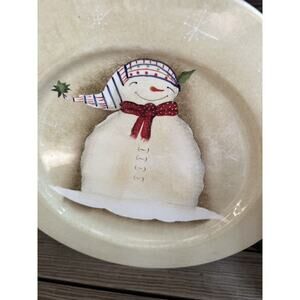 Sakura Snowmates Serving Plate‎ Dish 16inch Snowman Red Scarf Snowflakes
